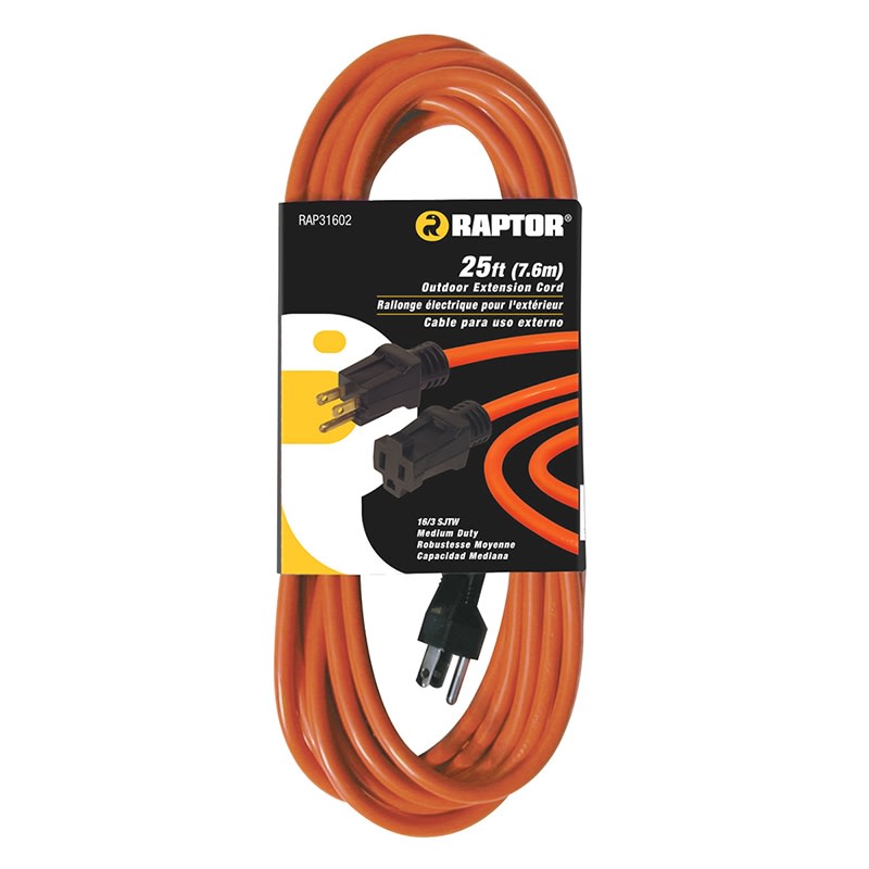 GuestSupply US | RAPTOR® 16/3 25 ft. SJTW Extension Cord, Orange
